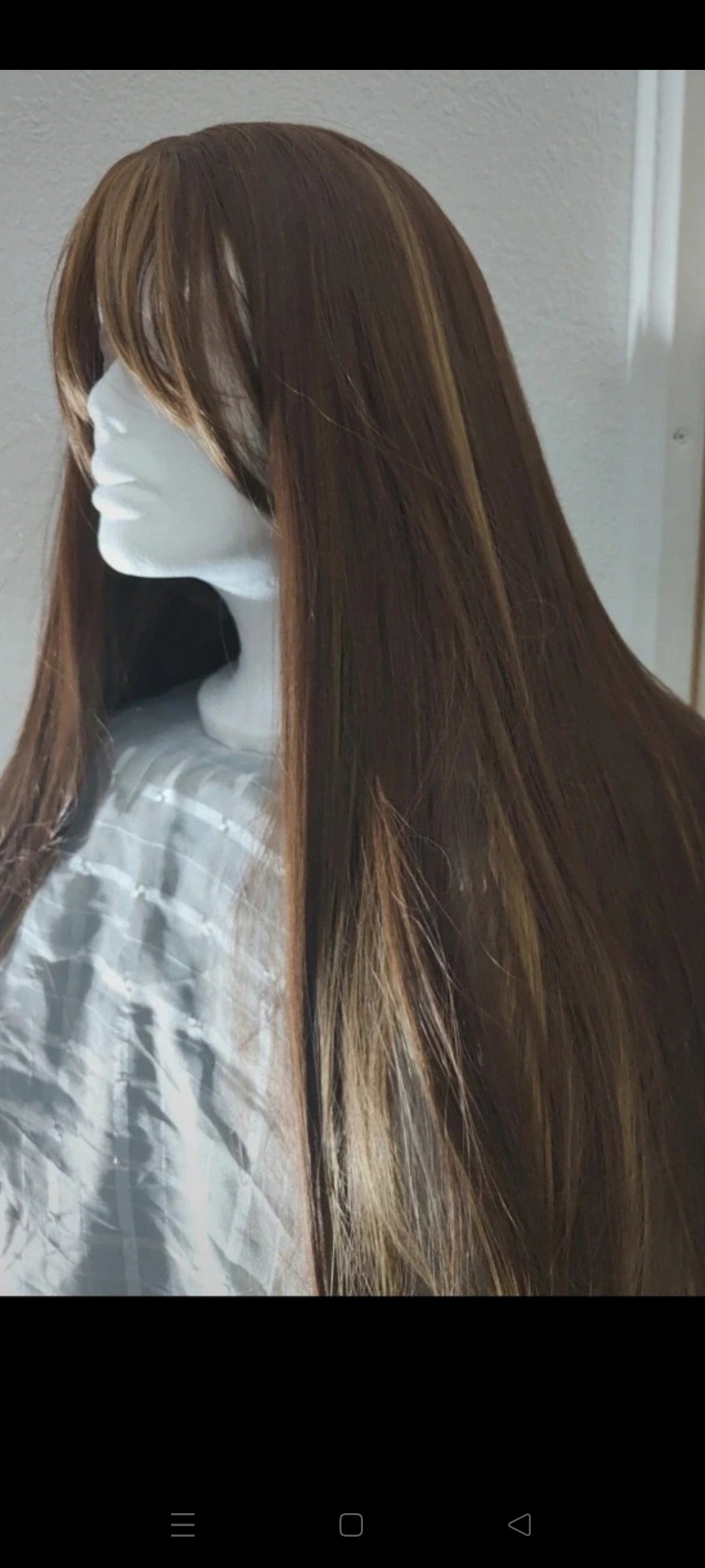 Perruque Châtain Ombré Mèches Naturelle Luxe Tendance