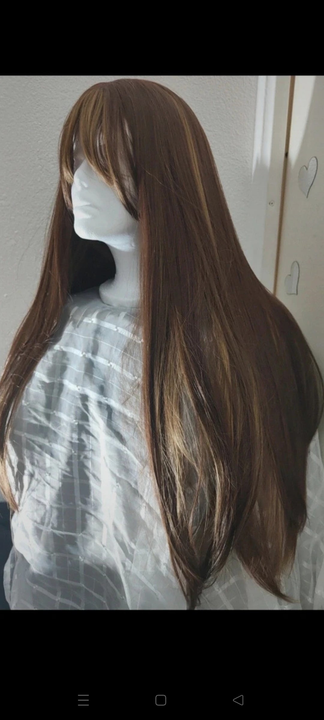 Perruque Châtain Ombré Mèches Naturelle Luxe Tendance