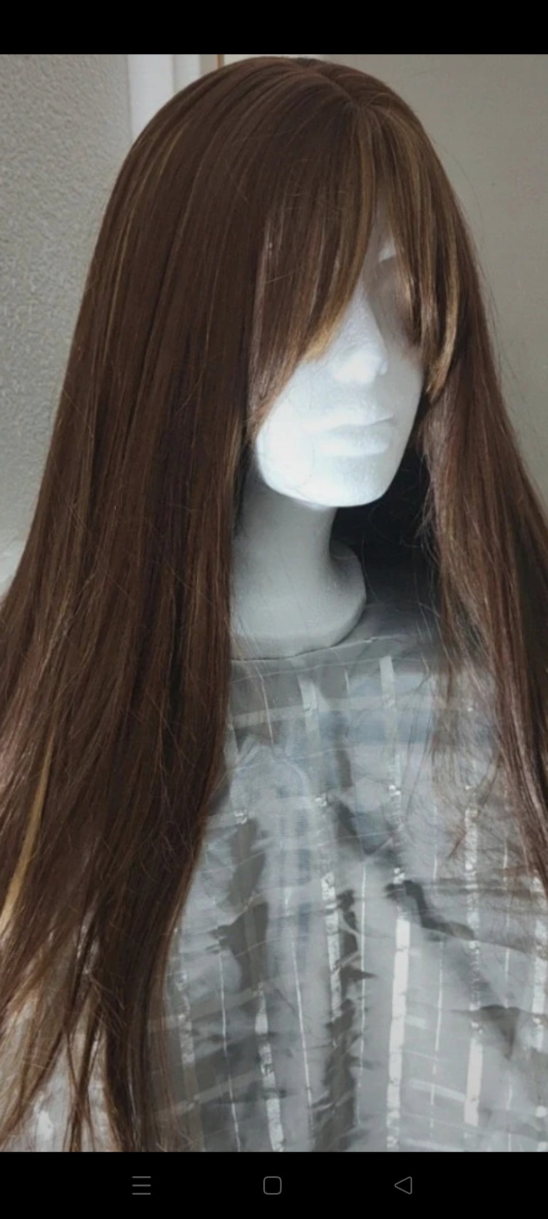Perruque Châtain Ombré Mèches Naturelle Luxe Tendance
