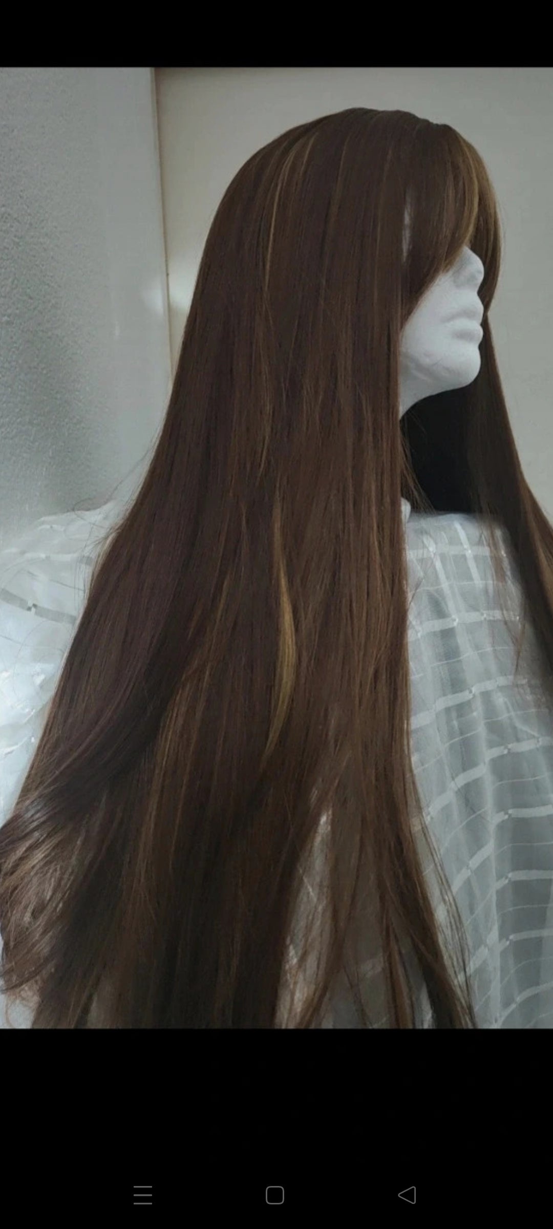 Perruque Châtain Ombré Mèches Naturelle Luxe Tendance