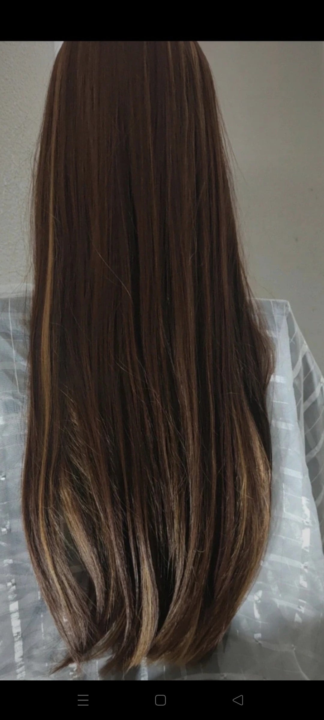 Perruque Châtain Ombré Mèches Naturelle Luxe Tendance