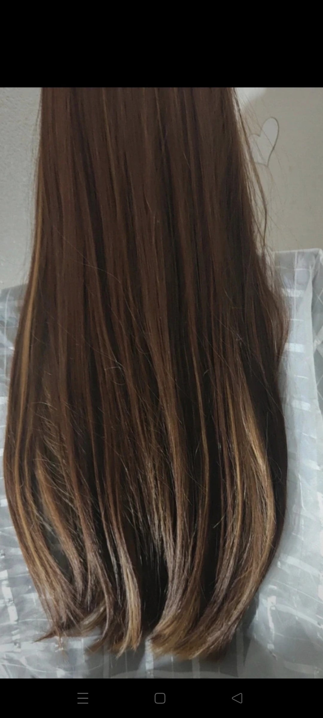 Perruque Châtain Ombré Mèches Naturelle Luxe Tendance