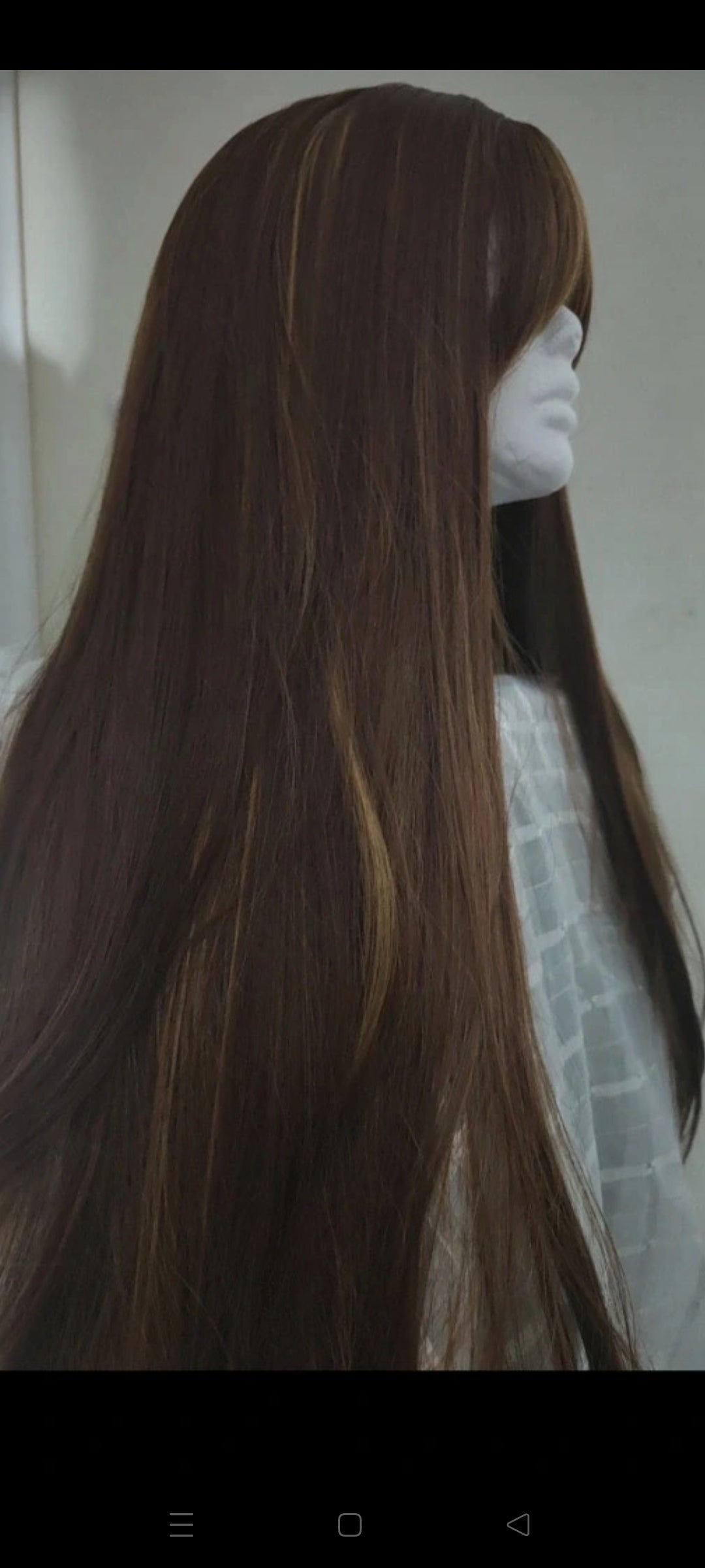Perruque Châtain Ombré Mèches Naturelle Luxe Tendance