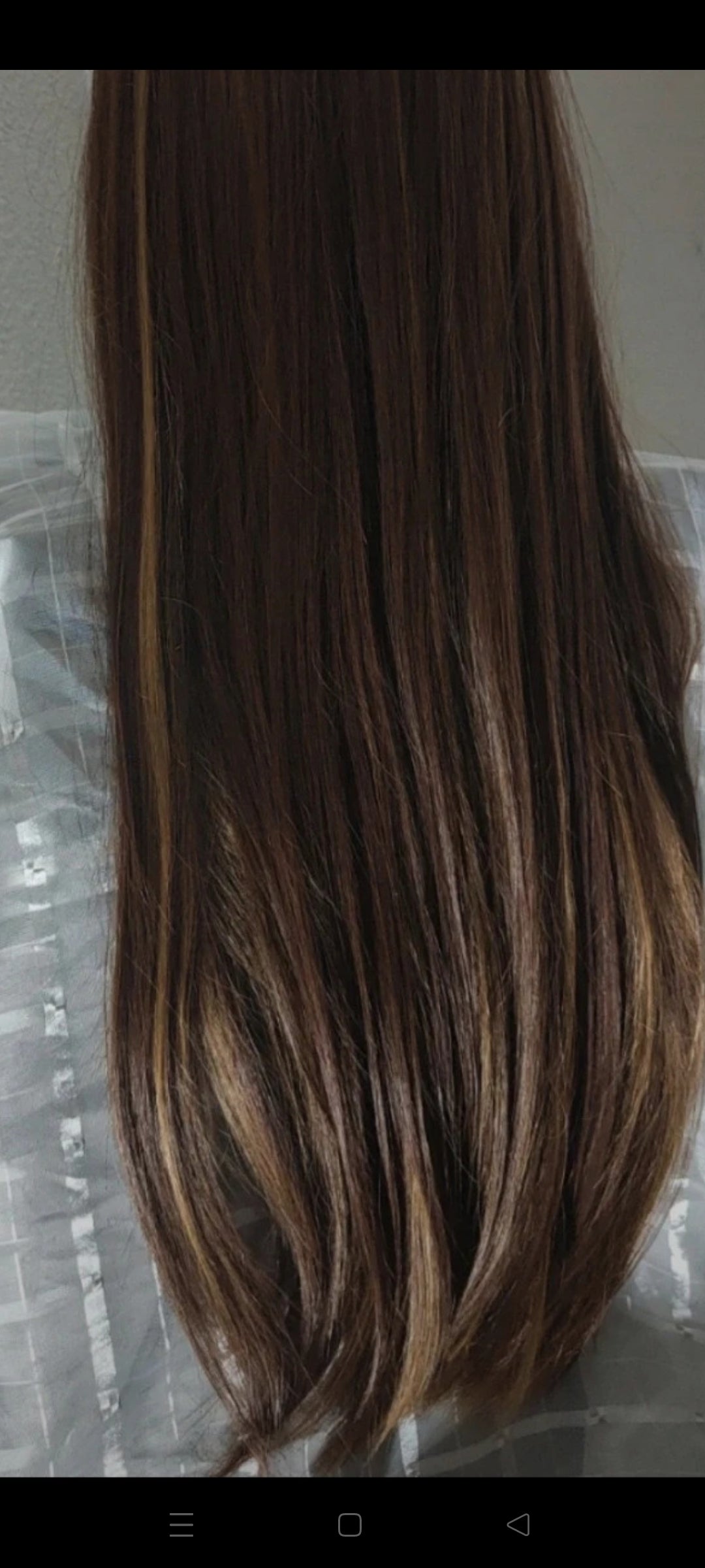 Perruque Châtain Ombré Mèches Naturelle Luxe Tendance